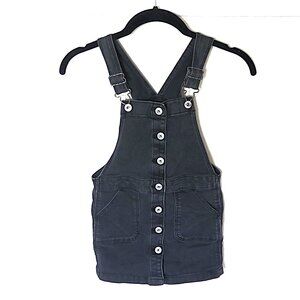 OshKosh B'gosh Girl's Black Denim Overall Dress EUC Sz 6 / 6X